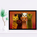 Lovely Cats Painting, Cat Colorful Wall Art Framed Art Prints, Wall Art,Home Decor,Framed Picture