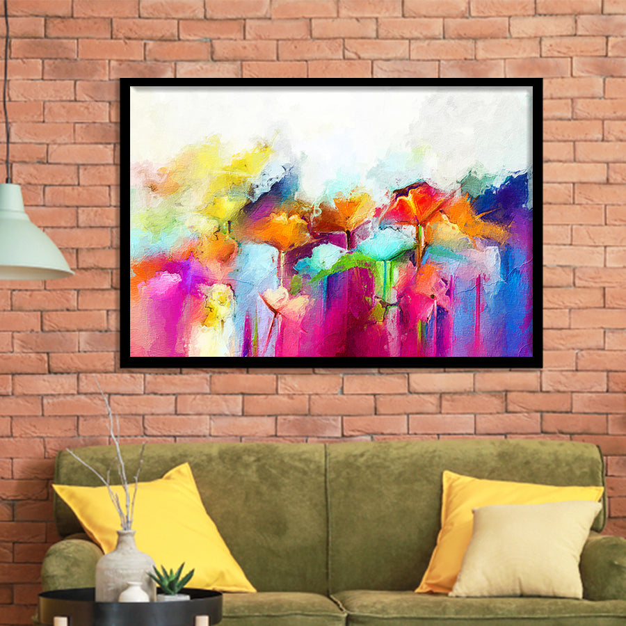 Lovely Colorful Abstract Flowers Framed Art Prints Wall Decor - Painting Prints, Framed Picture, Home Decor