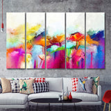 Lovely Colorful Abstract Flowers 5 Piece B Canvas Prints Wall Art Decor - Painting Canvas, Multi Panels