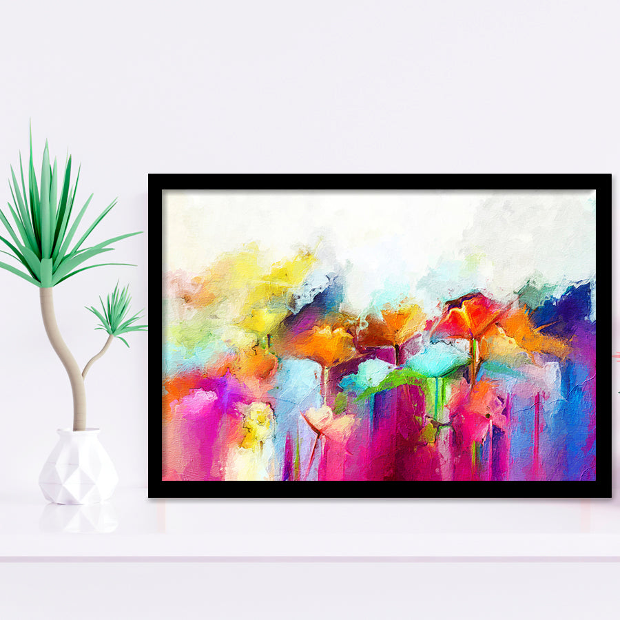 Lovely Colorful Abstract Flowers Framed Art Prints Wall Decor - Painting Prints, Framed Picture, Home Decor