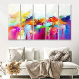 Lovely Colorful Abstract Flowers 5 Piece B Canvas Prints Wall Art Decor - Painting Canvas, Multi Panels