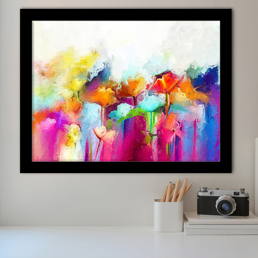 Lovely Colorful Abstract Flowers Framed Art Prints Wall Decor - Painting Prints, Framed Picture, Home Decor