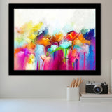 Lovely Colorful Abstract Flowers Framed Art Prints Wall Decor - Painting Prints, Framed Picture, Home Decor