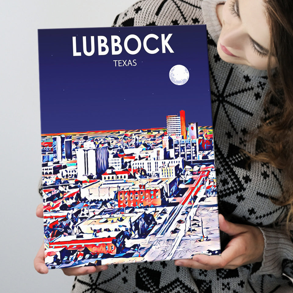 Lubbock Tx Art Night Landscape ,City Art Print, Large Canvas, Canvas Print Wall Art Home Decor