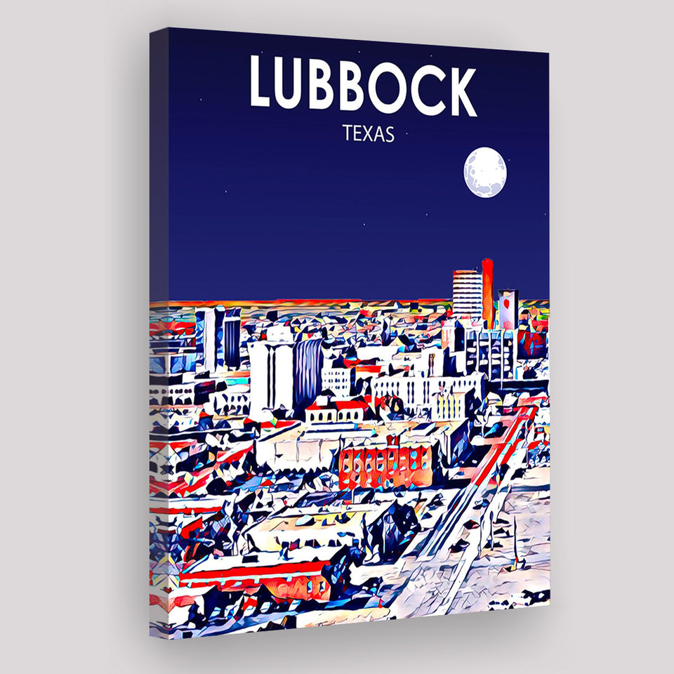 Lubbock Tx Art Night Landscape ,City Art Print, Large Canvas, Canvas Print Wall Art Home Decor