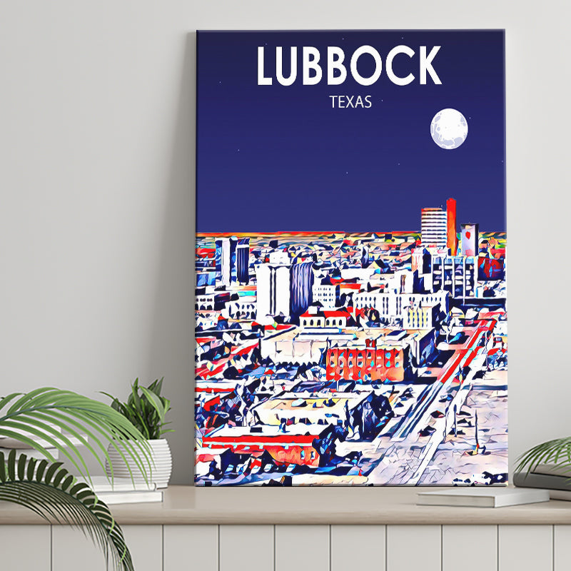 Lubbock Tx Art Night Landscape ,City Art Print, Large Canvas, Canvas Print Wall Art Home Decor