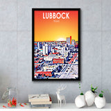 Lubbock Tx Art Sunset Landscape, Large Canvas, Framed Canvas Print Wall Art Home Decor, Floating Frame