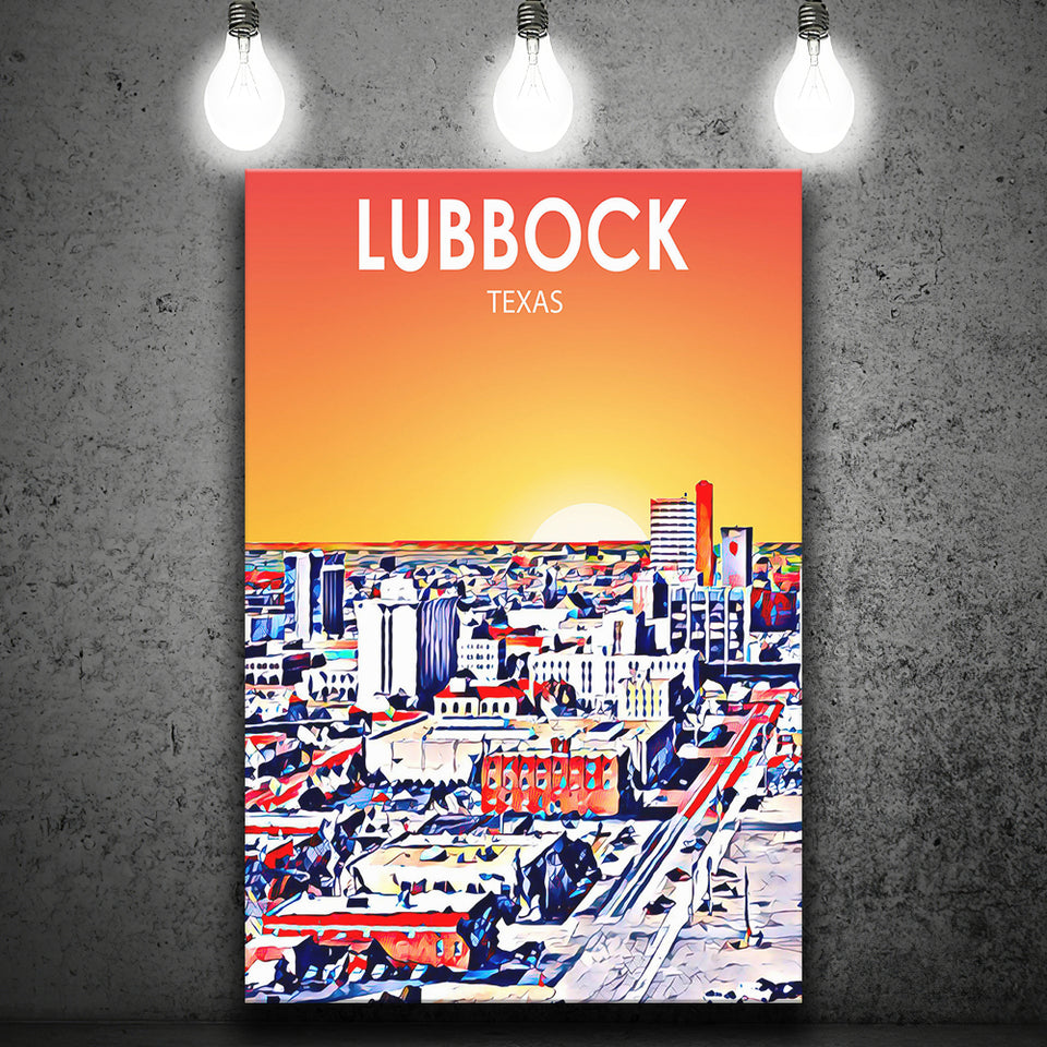 Lubbock Tx Art Sunset Landscape ,City Art Print, Large Canvas, Canvas Print Wall Art Home Decor