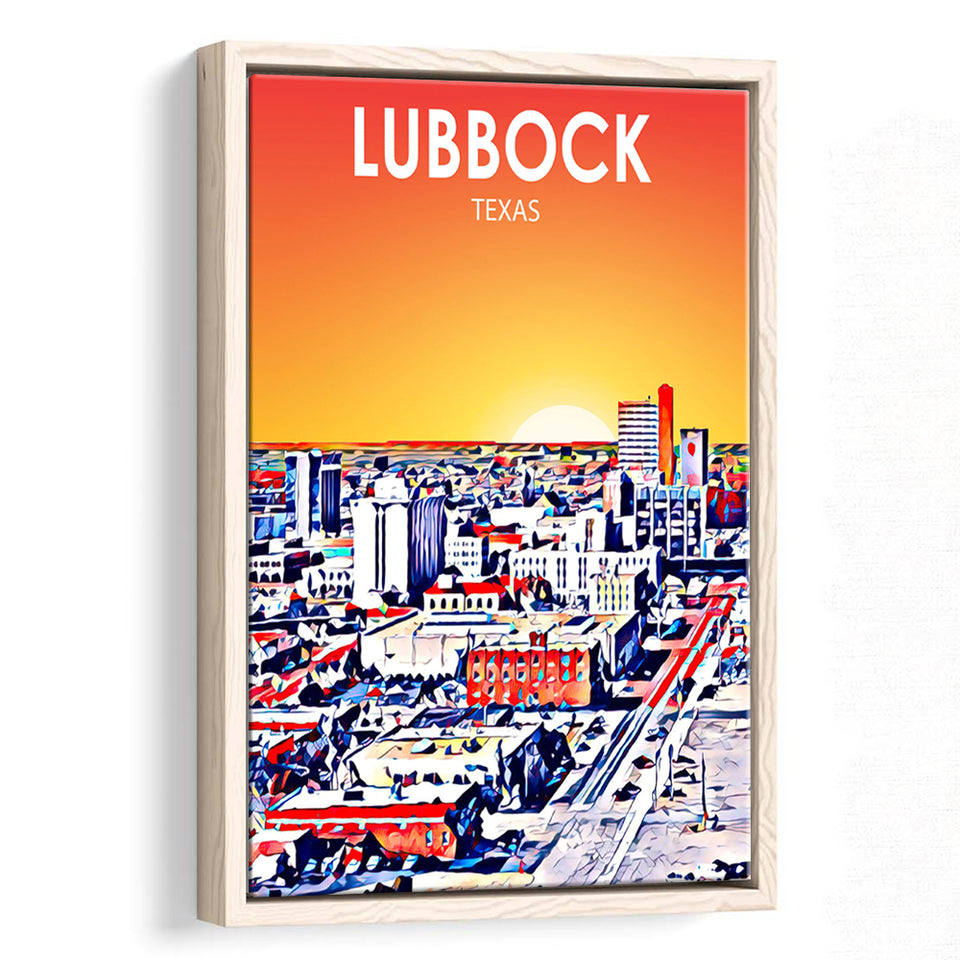 Lubbock Tx Art Sunset Landscape, Large Canvas, Framed Canvas Print Wall Art Home Decor, Floating Frame