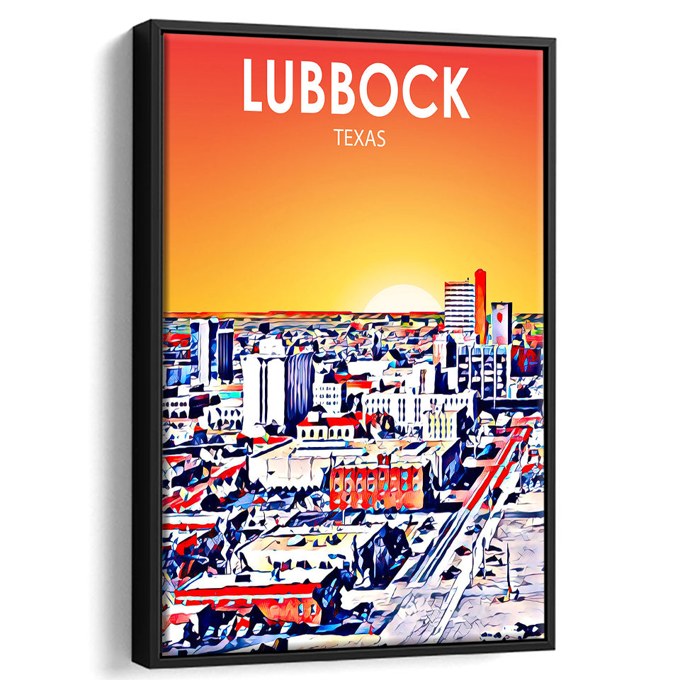 Lubbock Tx Art Sunset Landscape, Large Canvas, Framed Canvas Print Wall Art Home Decor, Floating Frame