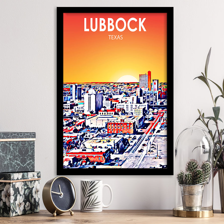 Lubbock Tx Art Sunset Landscape, City Art Print, Framed Art Print Wall Art Home Decor, Framed Picture