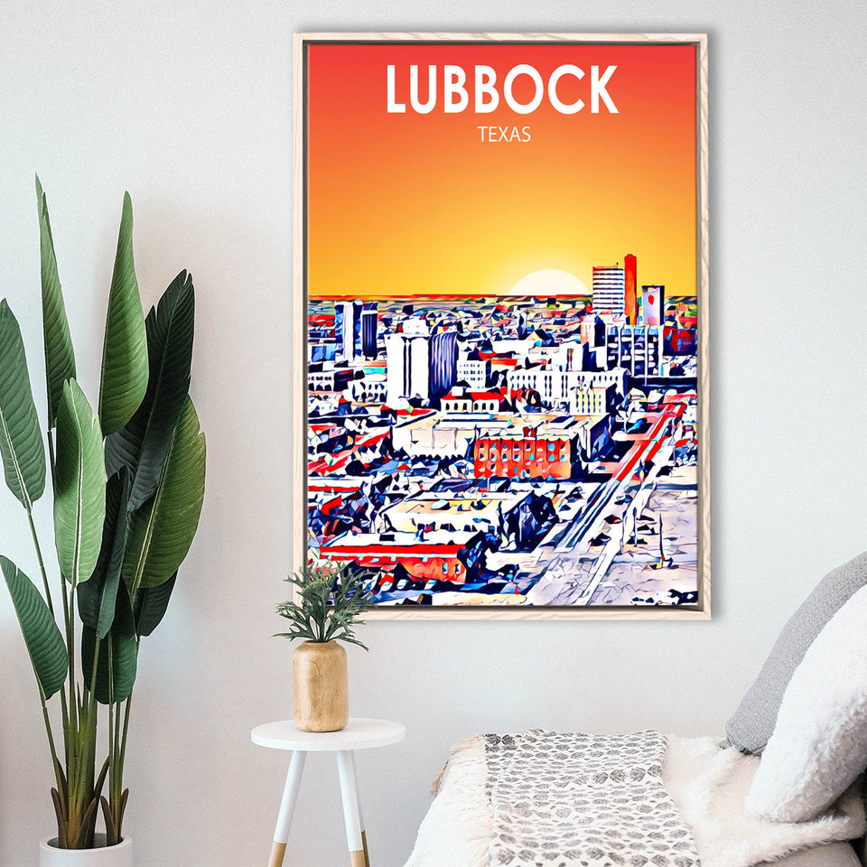 Lubbock Tx Art Sunset Landscape, Large Canvas, Framed Canvas Print Wall Art Home Decor, Floating Frame