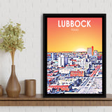 Lubbock Tx Art Sunset Landscape, Large Canvas, Framed Canvas Print Wall Art Home Decor, Floating Frame