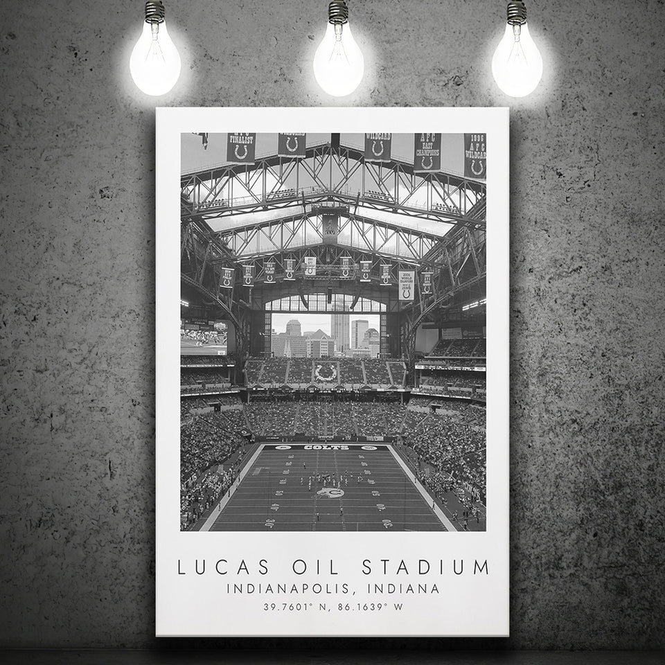Lucas Oil Stadium Indianapolis Colts Football Lovers Black And White Art Canvas Prints Wall Art Home Decor