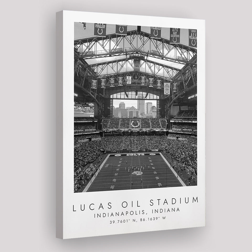 Lucas Oil Stadium Indianapolis Colts Football Lovers Black And White Art Canvas Prints Wall Art Home Decor