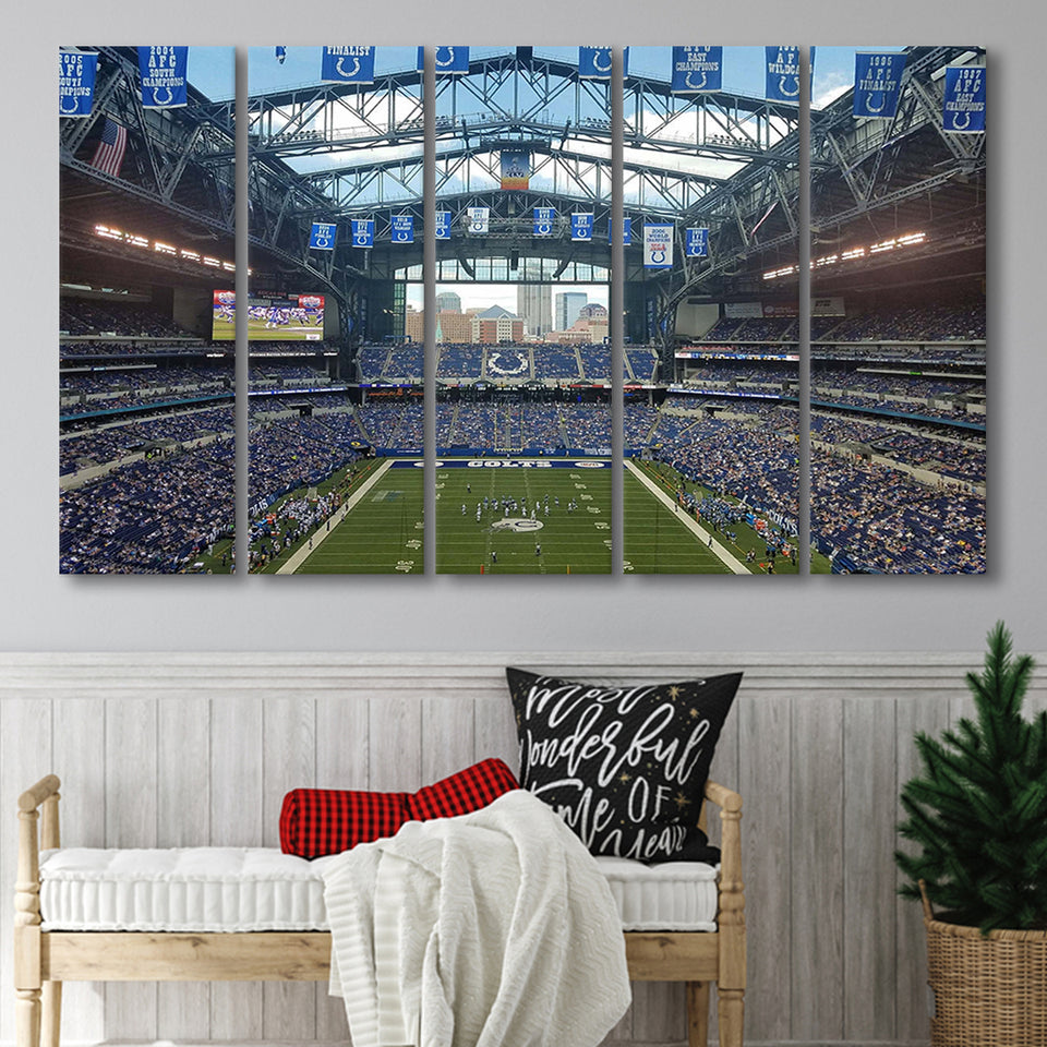 Lucas Oil Stadium Wall Art Indianapolis Stadium Canvas Prints American,Multi Panels B,Sport Stadium Art Prints, Fan Gift