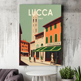Lucca Italy Retro Art Print ,City Art Print, Large Canvas, Canvas Print Wall Art Home Decor