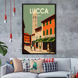 Lucca Italy Retro Art Print, City Art Print, Framed Art Print Wall Art Home Decor, Framed Picture