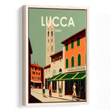 Lucca Italy Retro Art Print, Large Canvas, Framed Canvas Print Wall Art Home Decor, Floating Frame