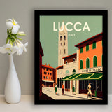 Lucca Italy Retro Art Print, City Art Print, Framed Art Print Wall Art Home Decor, Framed Picture
