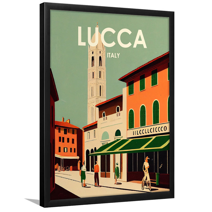 Lucca Italy Retro Art Print, City Art Print, Framed Art Print Wall Art Home Decor, Framed Picture
