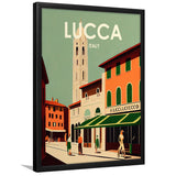 Lucca Italy Retro Art Print, City Art Print, Framed Art Print Wall Art Home Decor, Framed Picture