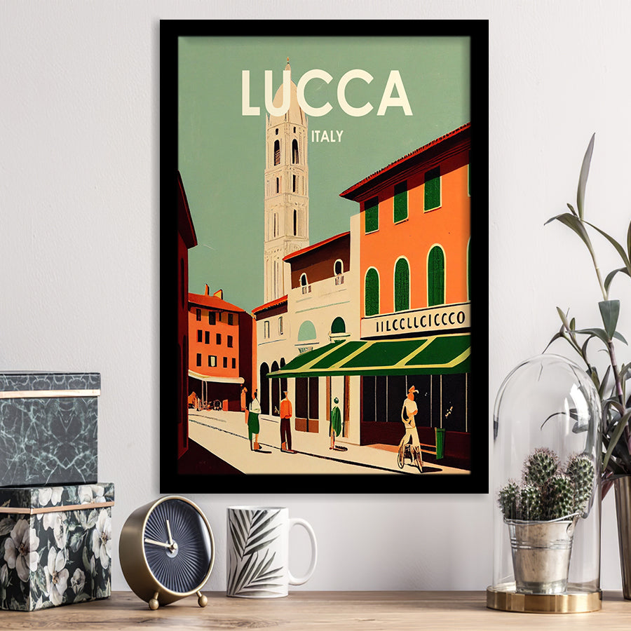 Lucca Italy Retro Art Print, City Art Print, Framed Art Print Wall Art Home Decor, Framed Picture
