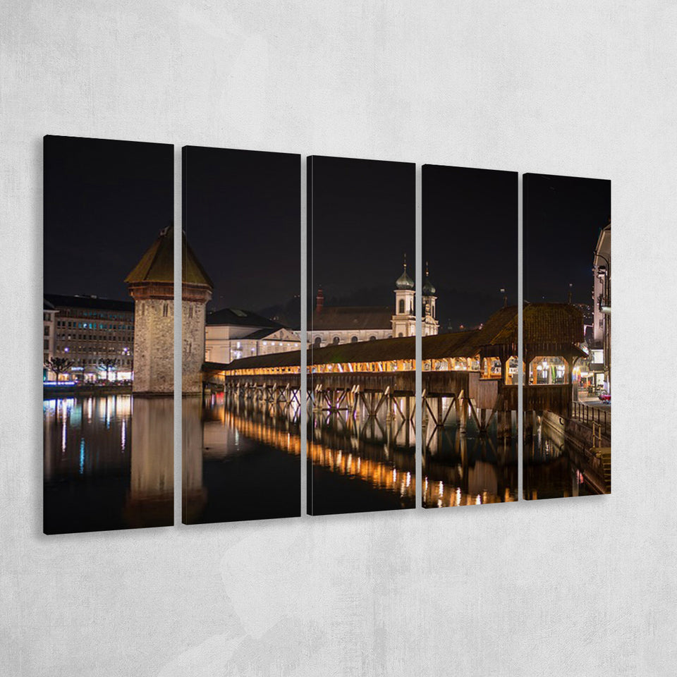 Lucerne Old Town, Switzerland 5 Panels B,Large Canvas,Canvas Prints Wall Art Home Decor