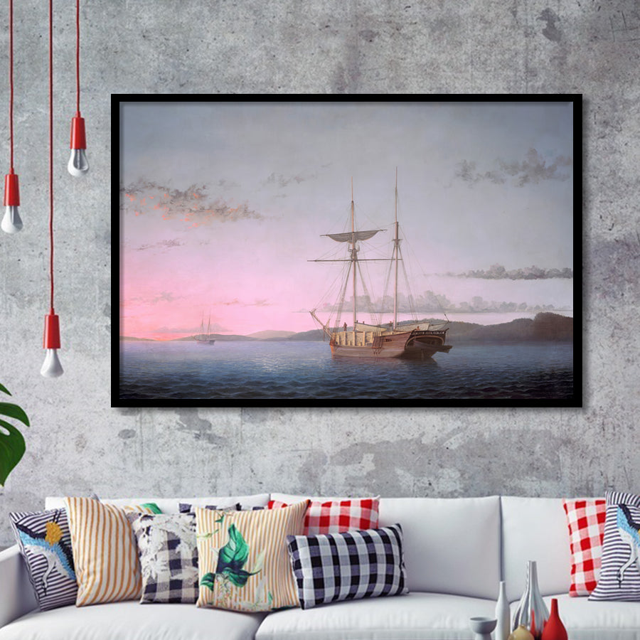 Lumber Schooners At Evening On Penobscot Bay By Fitz Henry Lane Framed Art Prints Wall Decor - Painting Art, Framed Picture, Home Decor