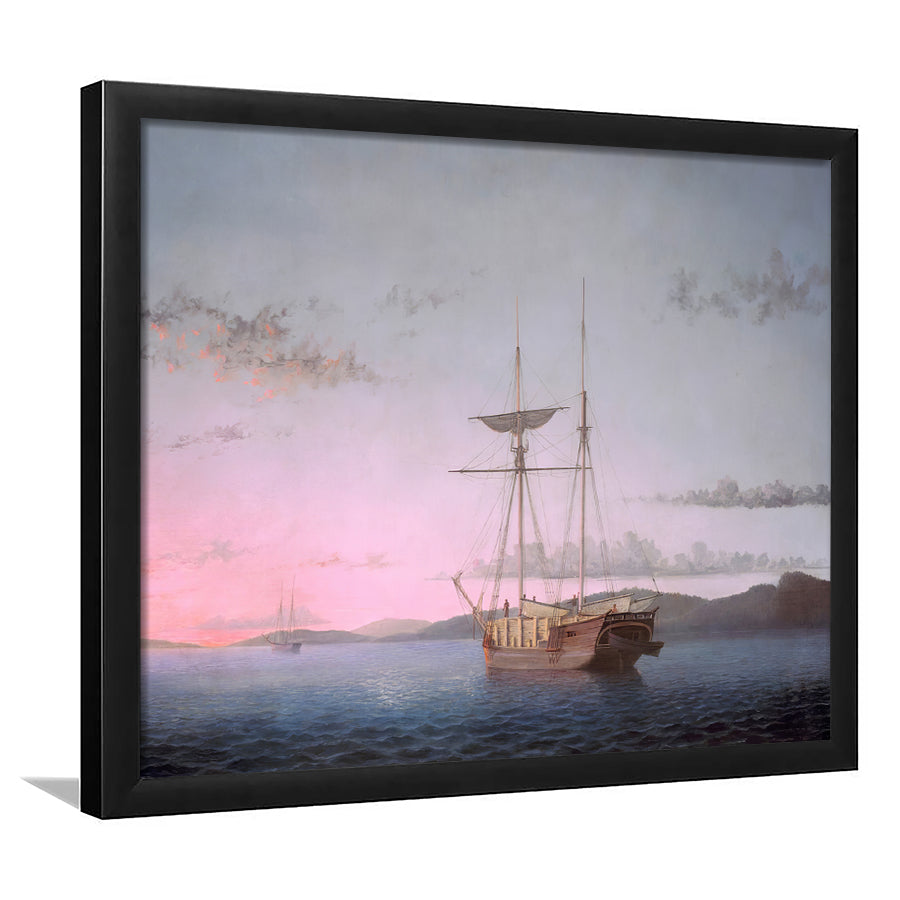 Lumber Schooners At Evening On Penobscot Bay By Fitz Henry Lane Framed Art Prints Wall Decor - Painting Art, Framed Picture, Home Decor