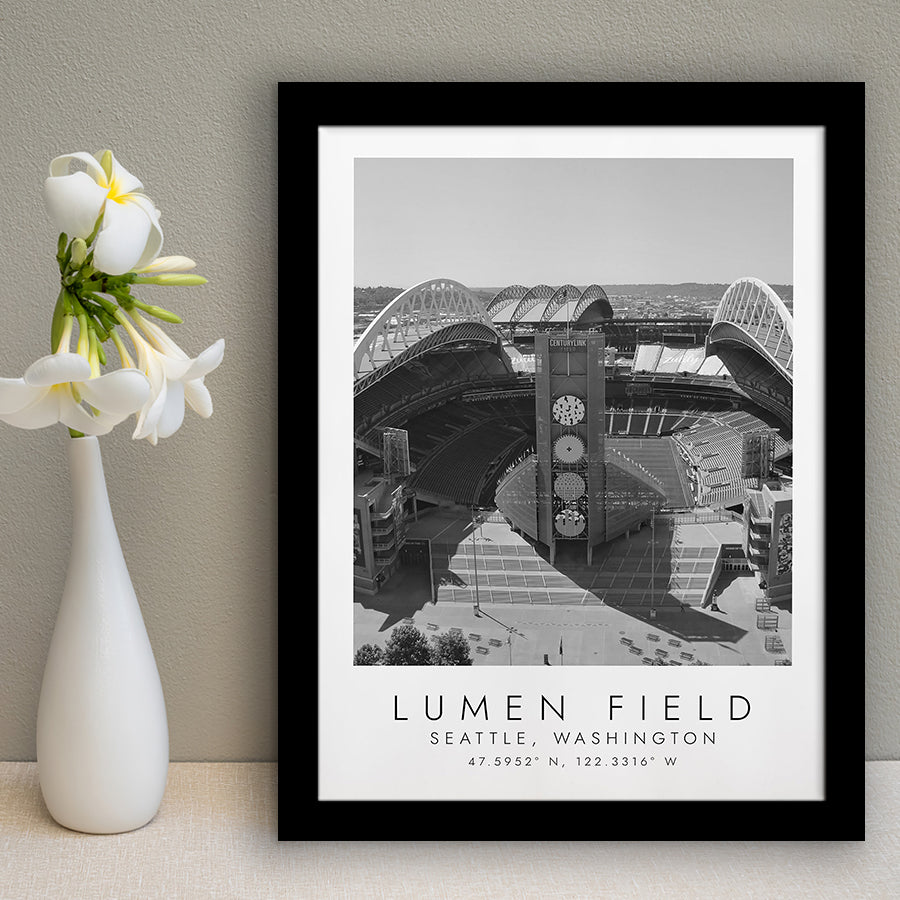 Lumen Field Seattle Seahawks Football Lovers Black And White Art Framed Art Prints Wall Art Decor, Framed Picture