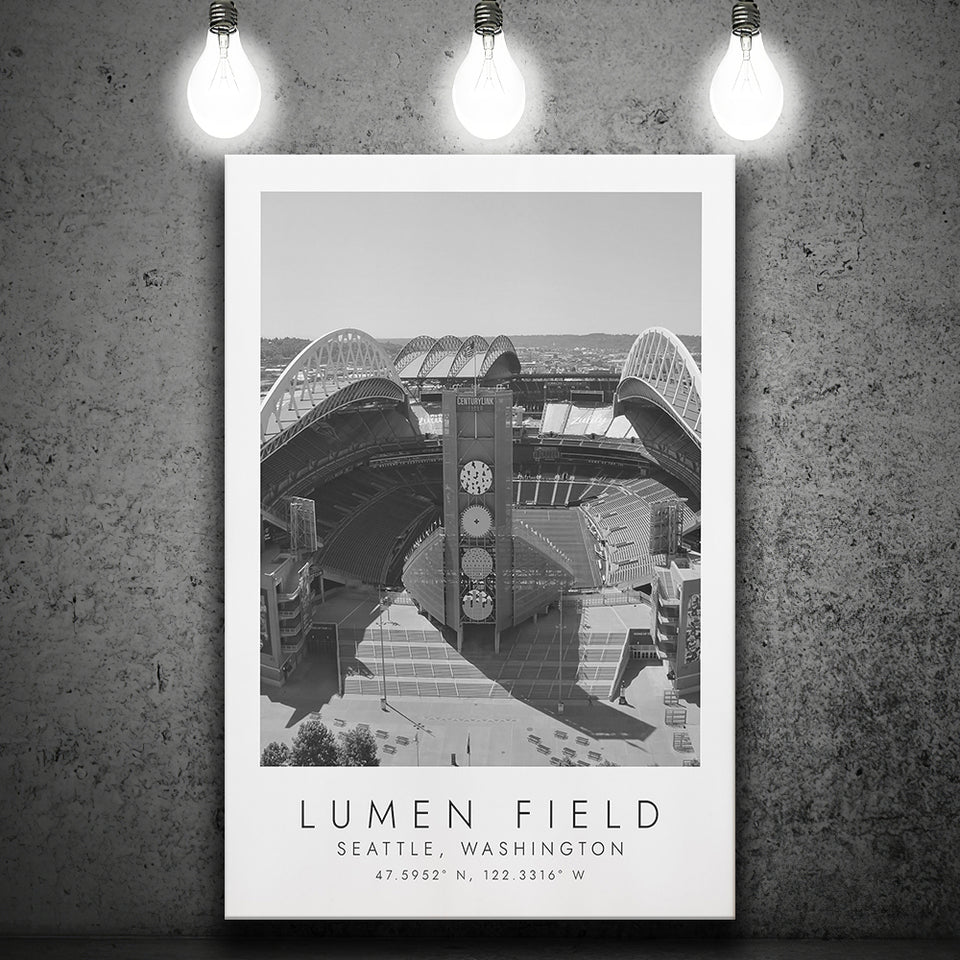 Lumen Field Seattle Seahawks Football Lovers Black And White Art Canvas Prints Wall Art Home Decor