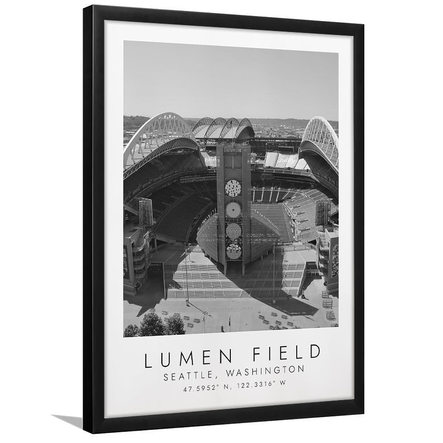 Lumen Field Seattle Seahawks Football Lovers Black And White Art Framed Art Prints Wall Art Decor, Framed Picture