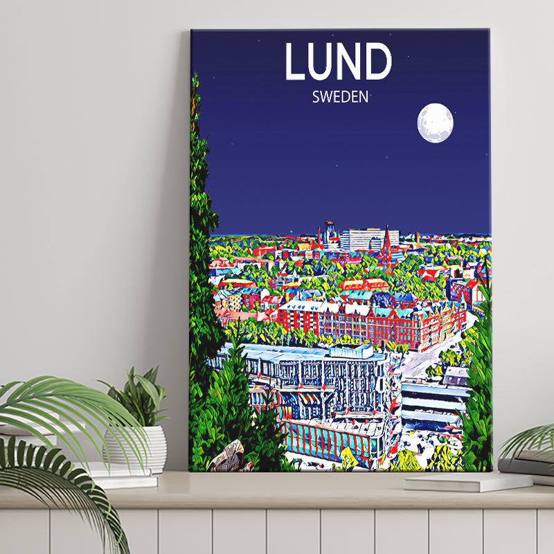 Til fods Installere direktør Lund Sweden Art Night Art Print ,City Art Print, Large Canvas, Canvas –  UnixCanvas