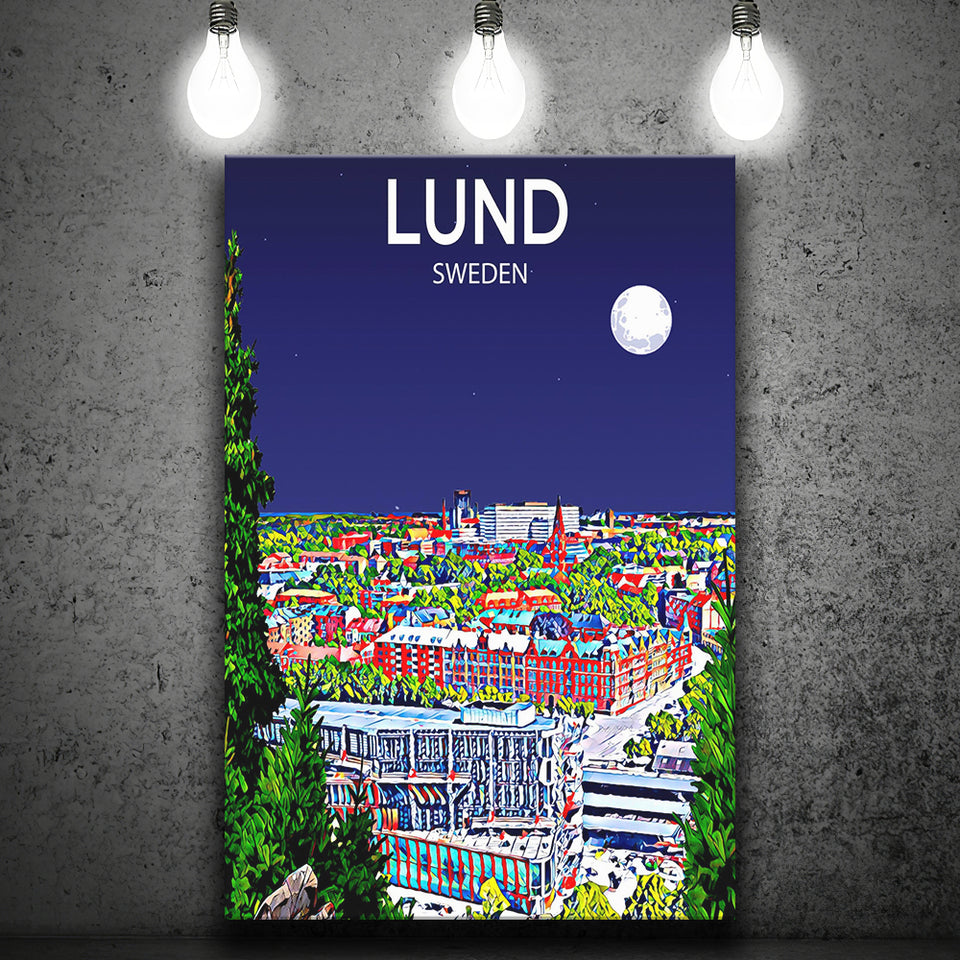Til fods Installere direktør Lund Sweden Art Night Art Print ,City Art Print, Large Canvas, Canvas –  UnixCanvas