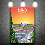 Lund Sweden Art Sunset Art Print ,City Art Print, Large Canvas, Canvas Print Wall Art Home Decor