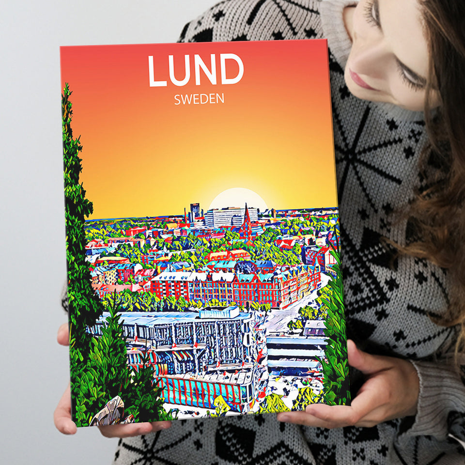 Lund Sweden Art Sunset Art Print ,City Art Print, Large Canvas, Canvas Print Wall Art Home Decor