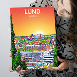 Lund Sweden Art Sunset Art Print ,City Art Print, Large Canvas, Canvas Print Wall Art Home Decor