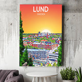 Lund Sweden Art Sunset Art Print ,City Art Print, Large Canvas, Canvas Print Wall Art Home Decor