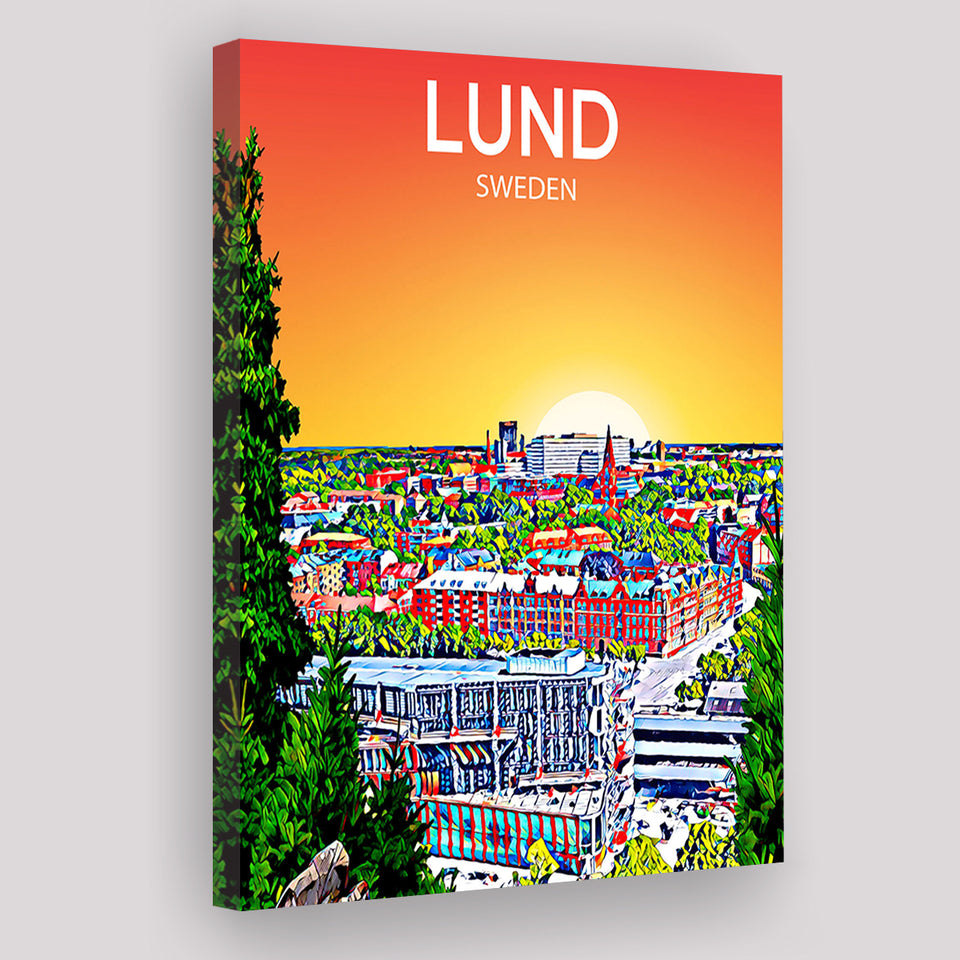 Lund Sweden Art Sunset Art Print ,City Art Print, Large Canvas, Canvas Print Wall Art Home Decor