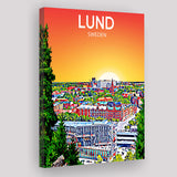 Lund Sweden Art Sunset Art Print ,City Art Print, Large Canvas, Canvas Print Wall Art Home Decor
