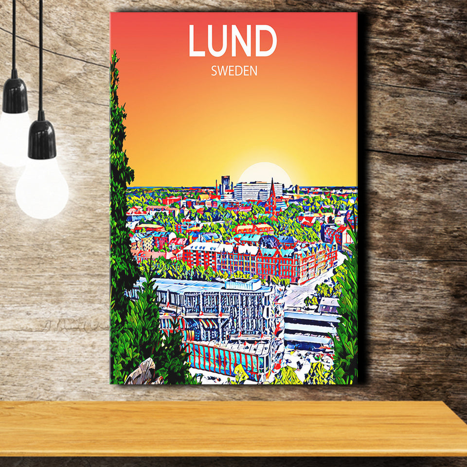 Lund Sweden Art Sunset Art Print ,City Art Print, Large Canvas, Canvas Print Wall Art Home Decor