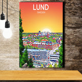 Lund Sweden Art Sunset Art Print ,City Art Print, Large Canvas, Canvas Print Wall Art Home Decor