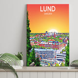Lund Sweden Art Sunset Art Print ,City Art Print, Large Canvas, Canvas Print Wall Art Home Decor