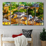 Luxembourg Wall Art, Luxembourg, Abstract Luxembourg Painting,5 Pieces B, Canvas Prints Wall Art Home Decor,X Large Canvas