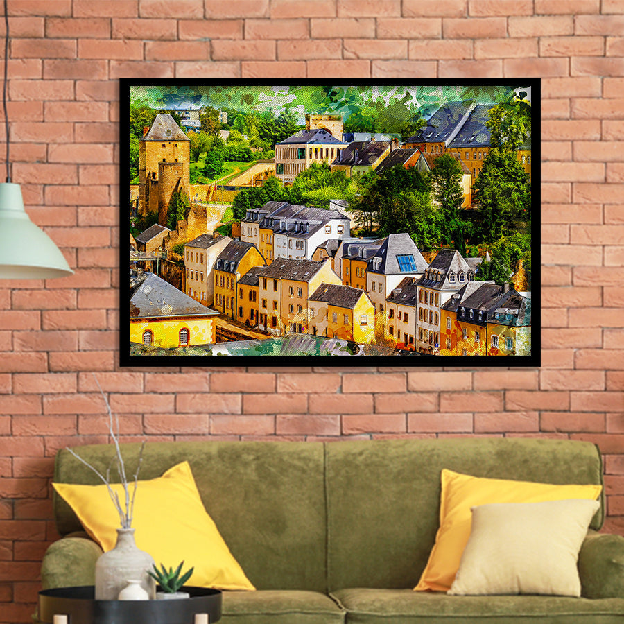 Luxembourg Wall Art, Luxembourg, Abstract Luxembourg Painting, Framed Art Prints Wall Art Home Decor, Ready to Hang