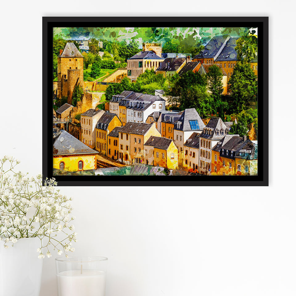Luxembourg Wall Art, Luxembourg, Abstract Luxembourg Painting, Framed Canvas Prints Wall Art Home Decor,Floating Frame