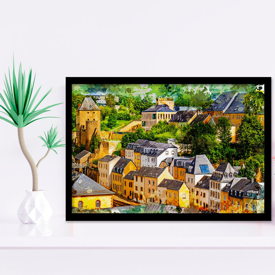 Luxembourg Wall Art, Luxembourg, Abstract Luxembourg Painting, Framed Art Prints Wall Art Home Decor, Ready to Hang