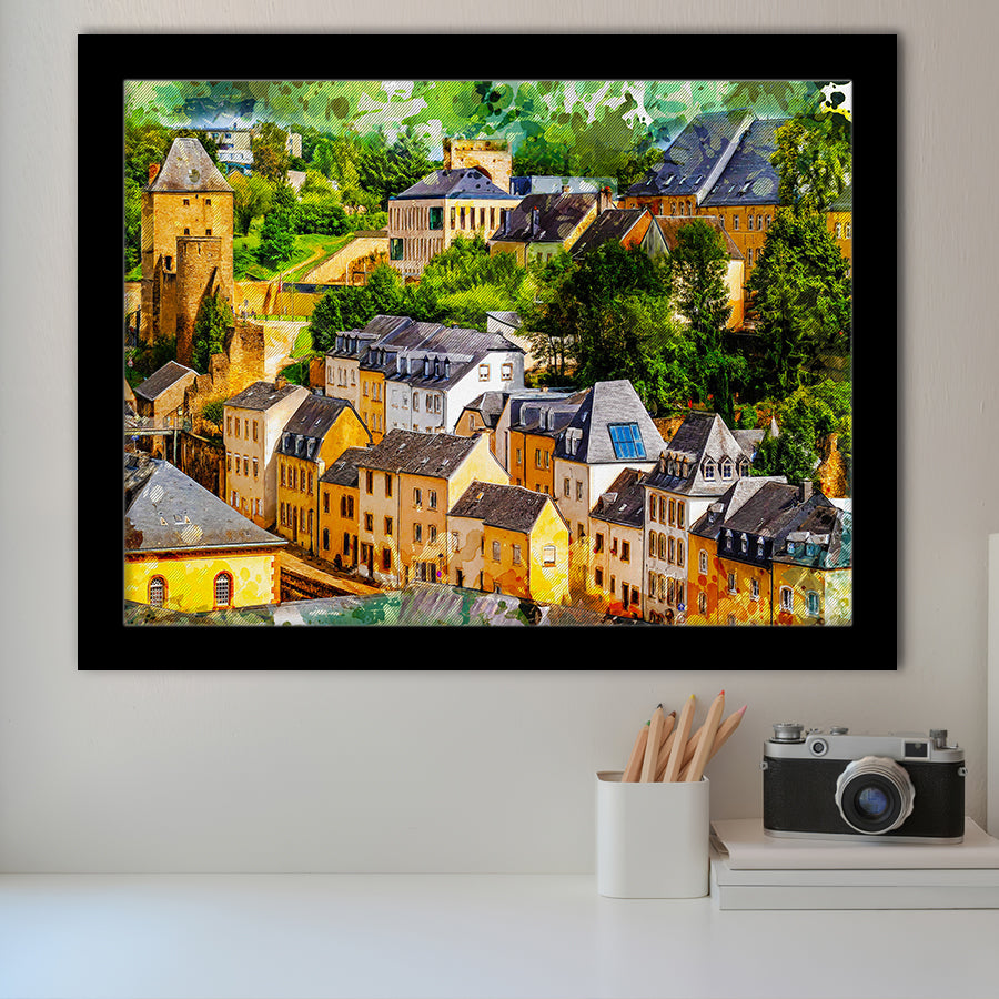 Luxembourg Wall Art, Luxembourg, Abstract Luxembourg Painting, Framed Art Prints Wall Art Home Decor, Ready to Hang