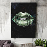 Luxury Money Lips Black Canvas Prints Wall Art - Canvas Painting, Painting Prints, Prints for Sale, Wall Decor, Home Decor